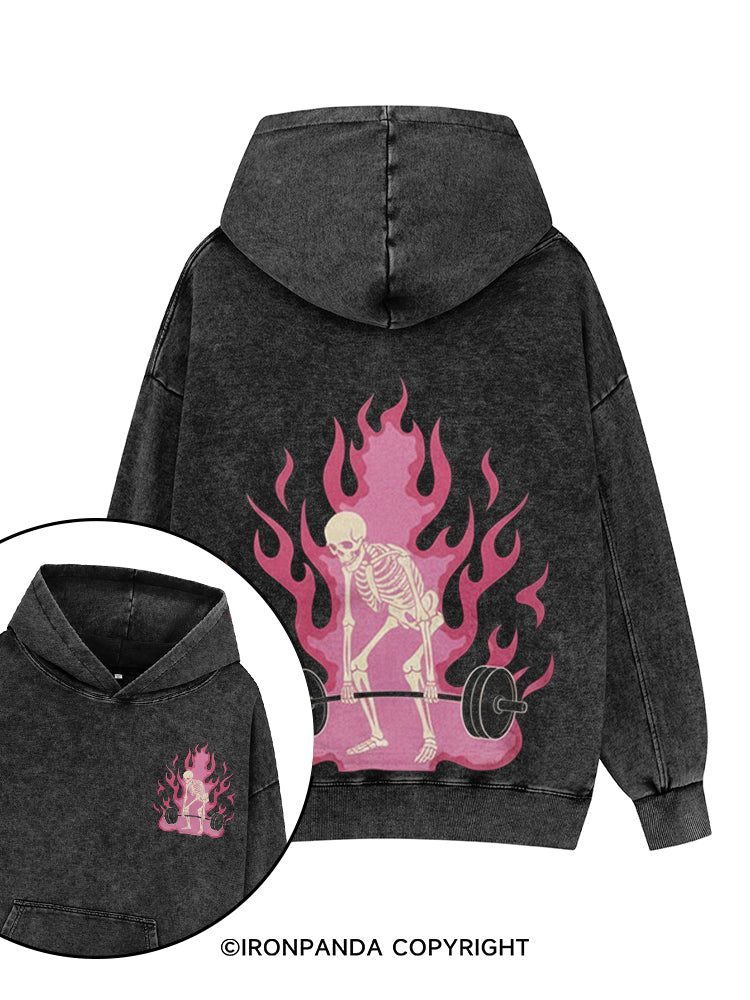 deadlift Printed Washed Gym Hoodie