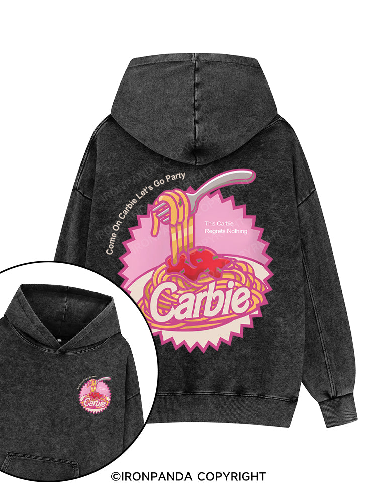 Carbie I Love Carbs Bread Pasta Pizza Printed Washed Gym Hoodie