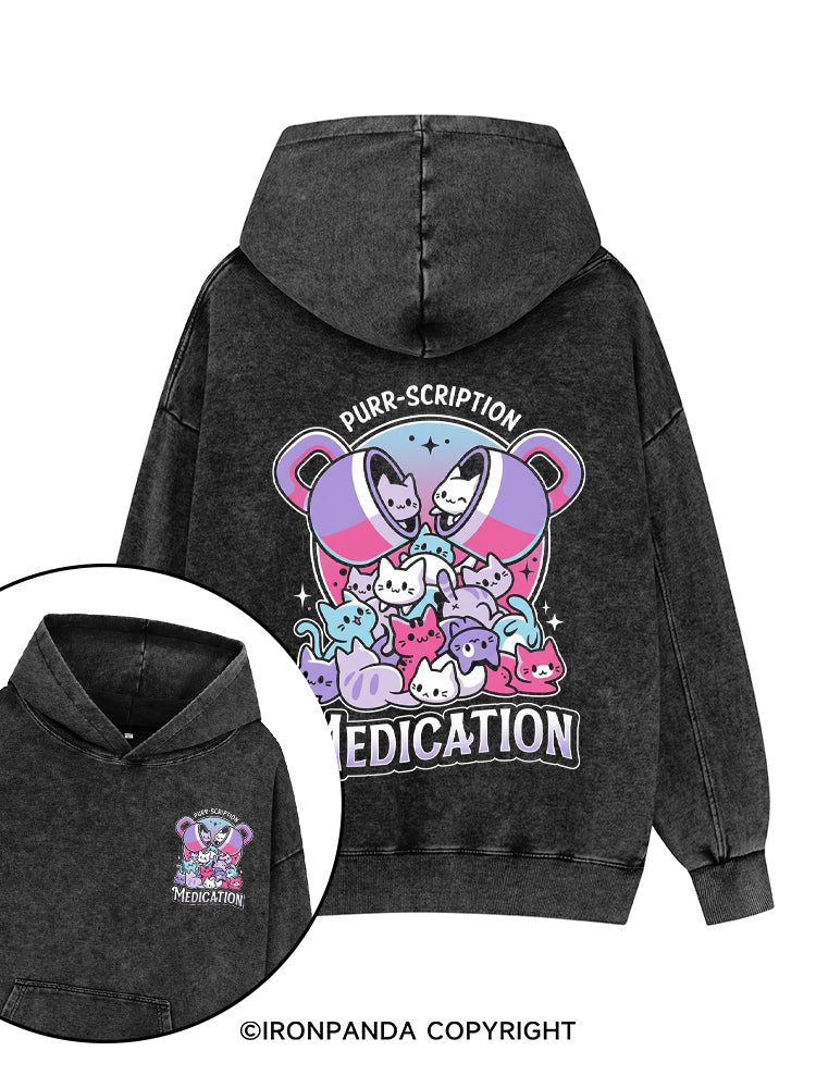 Medication Printed Washed Gym Hoodie