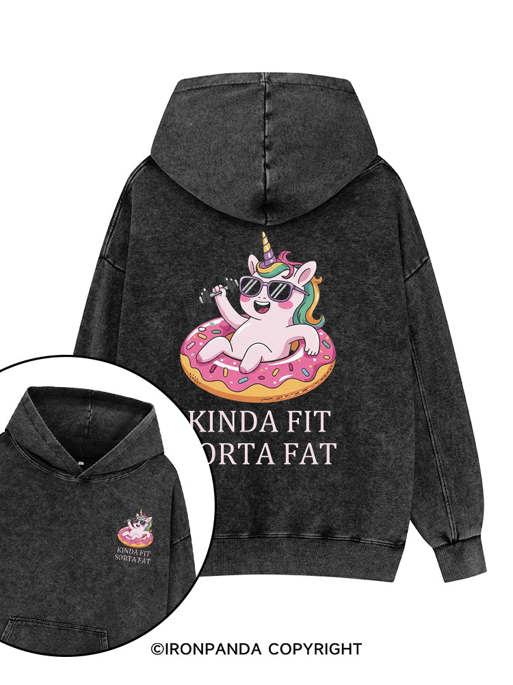 Kinda fit sorta fat Printed Washed Gym Hoodie