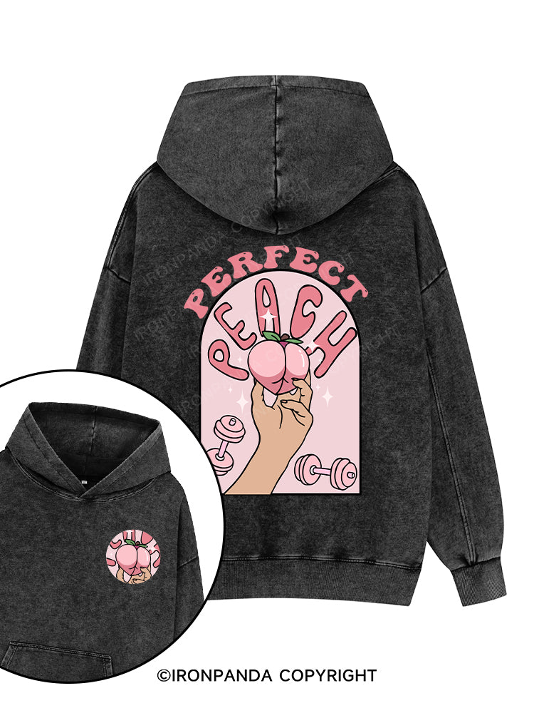 perfect peach Printed Washed Gym Hoodie