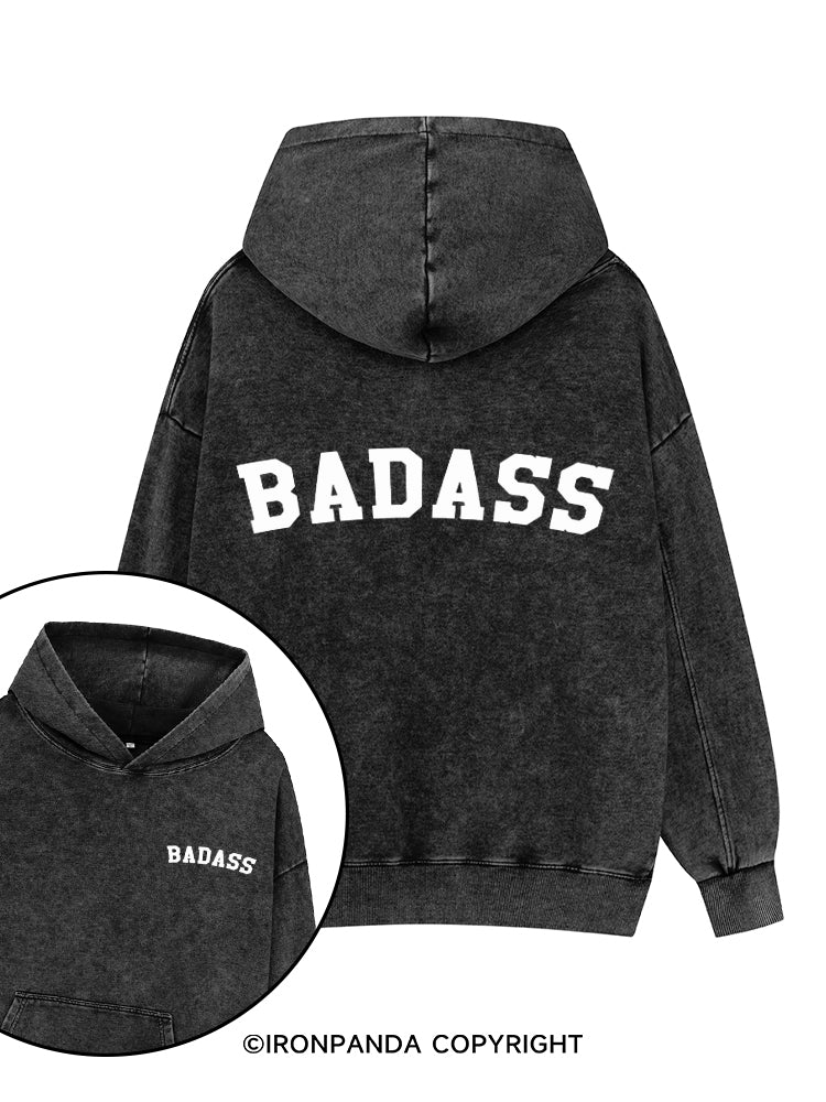 Badass Printed Washed Gym Hoodie