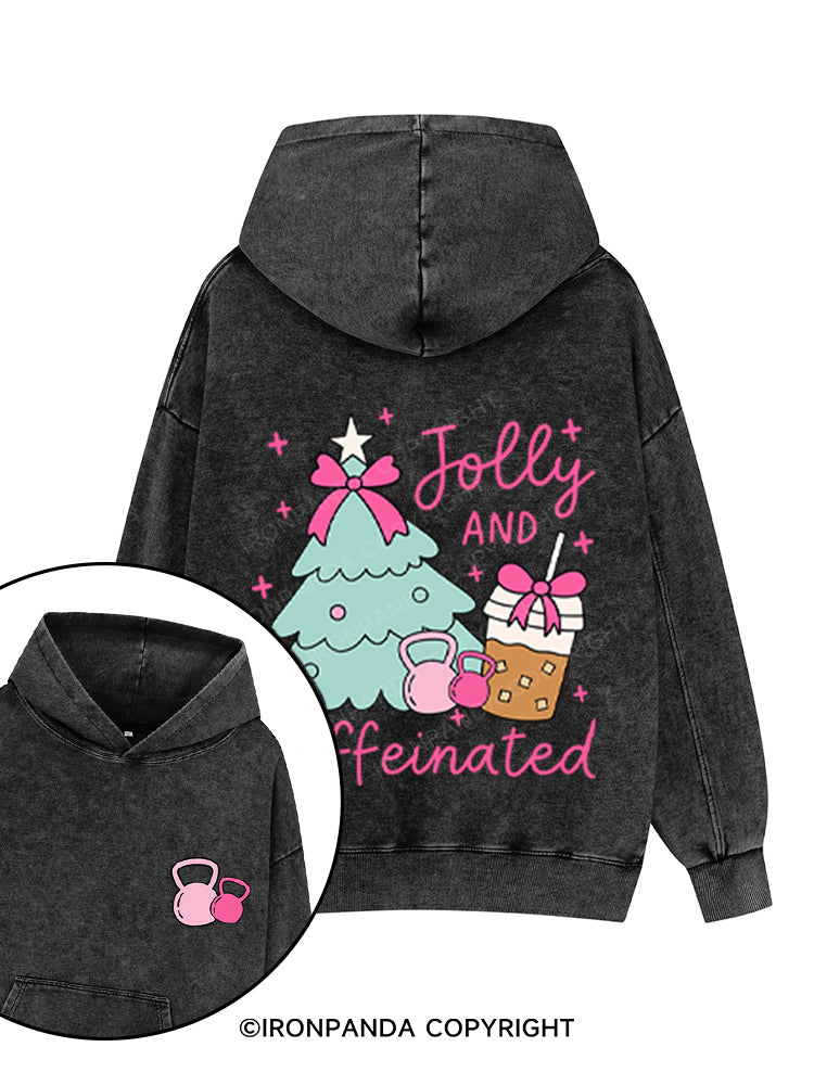 JOLLY AND CAFFEINATED Printed Washed Gym Hoodie