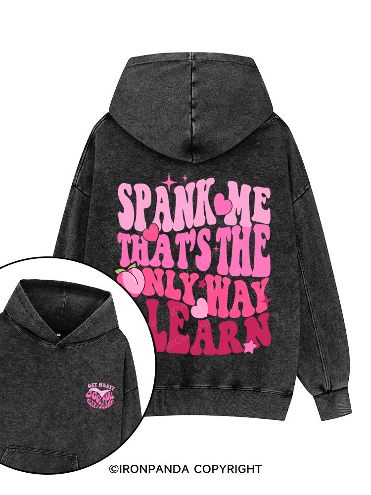 Spank me Printed Washed Gym Hoodie