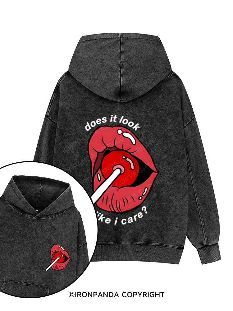 DOES IT LOOK LIKE I CARE? Printed Washed Gym Hoodie