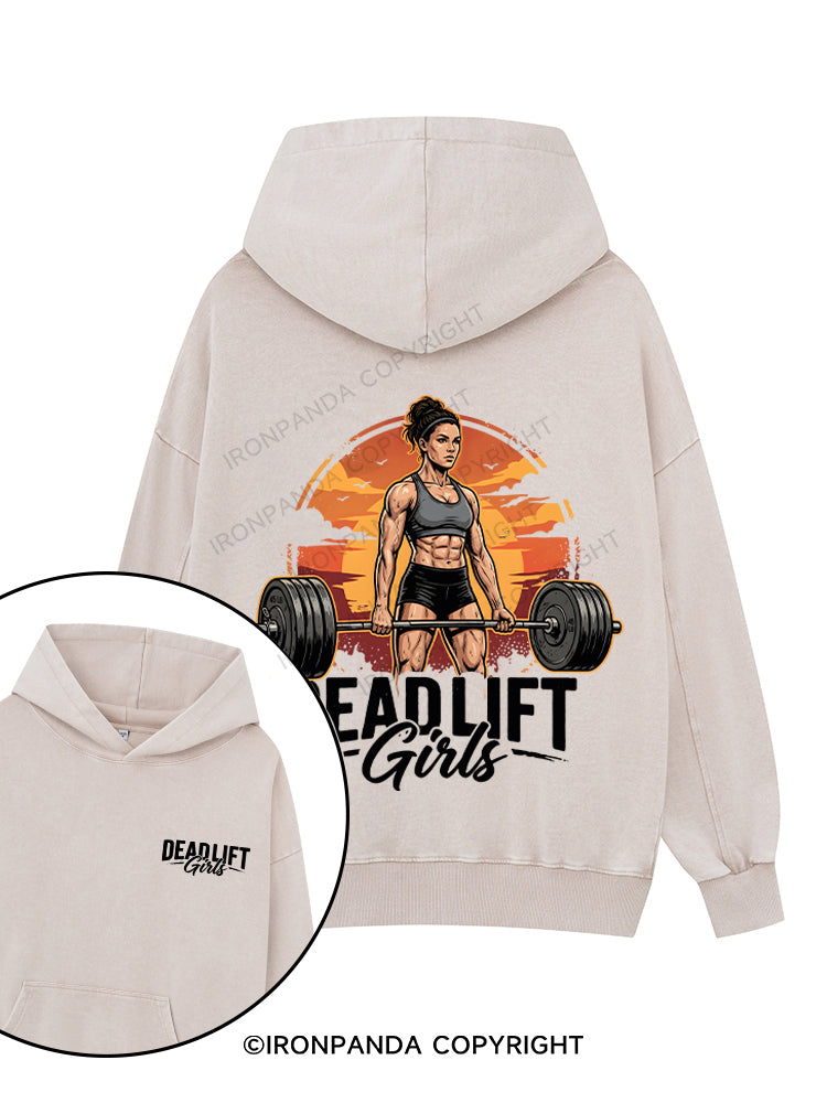 DEADLIFT GIRLS Printed Washed Gym Hoodie