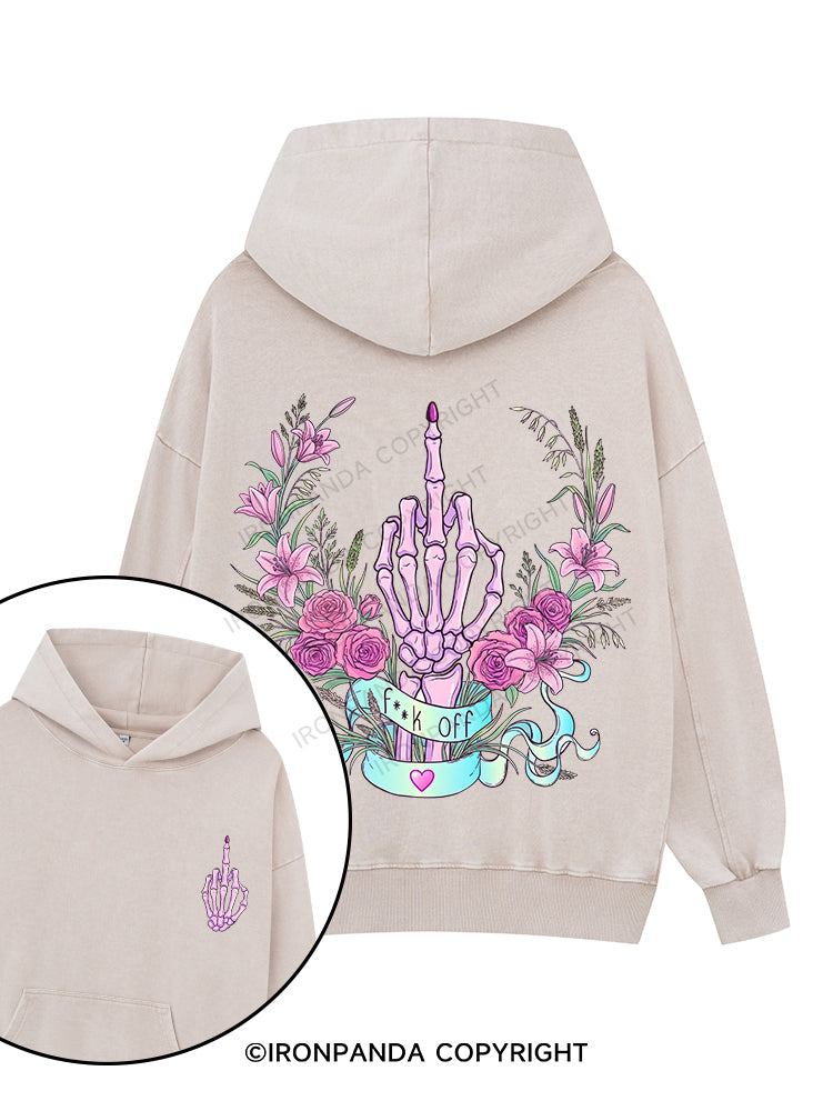 fuck off Printed Washed Gym Hoodie