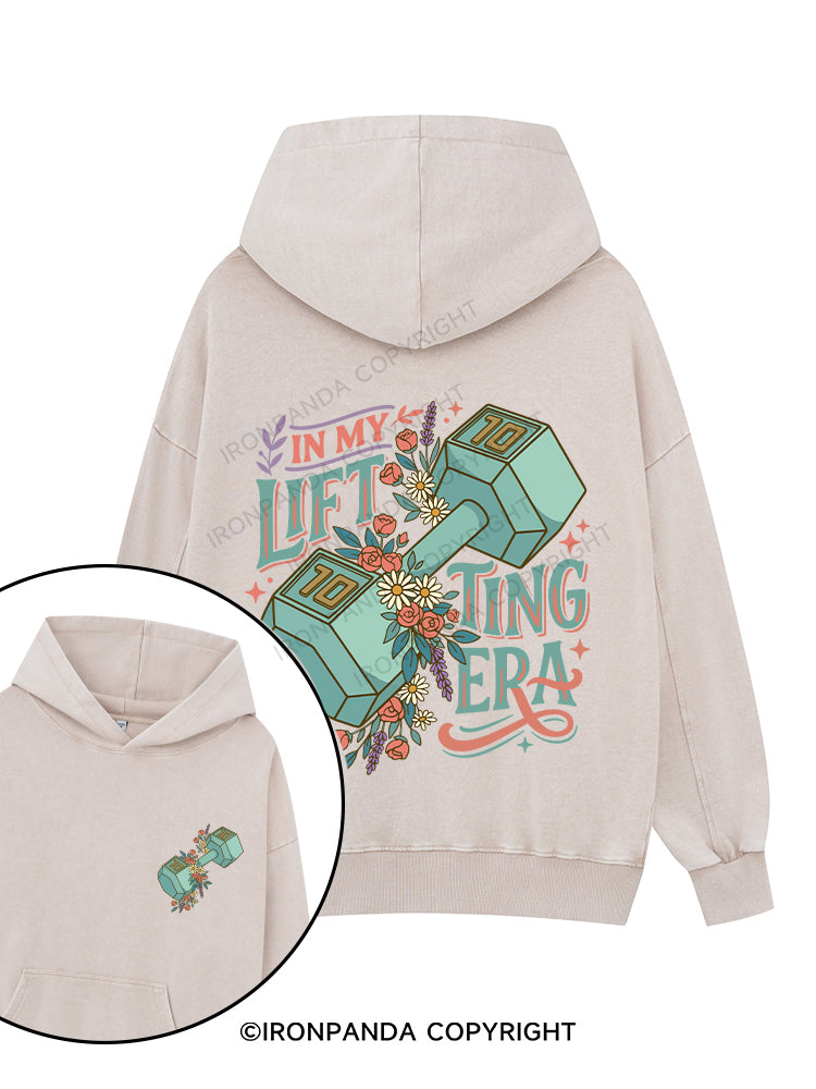 In My Lifting Era Printed Washed Gym Hoodie