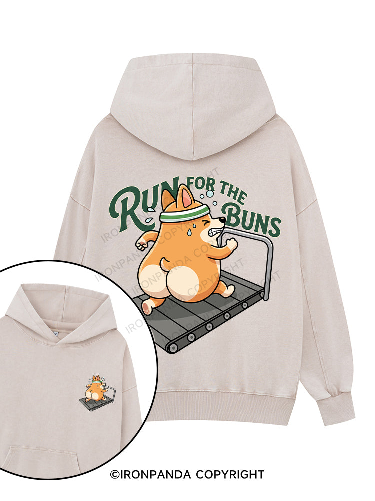 RUN FOR THE BUNS Printed Washed Gym Hoodie