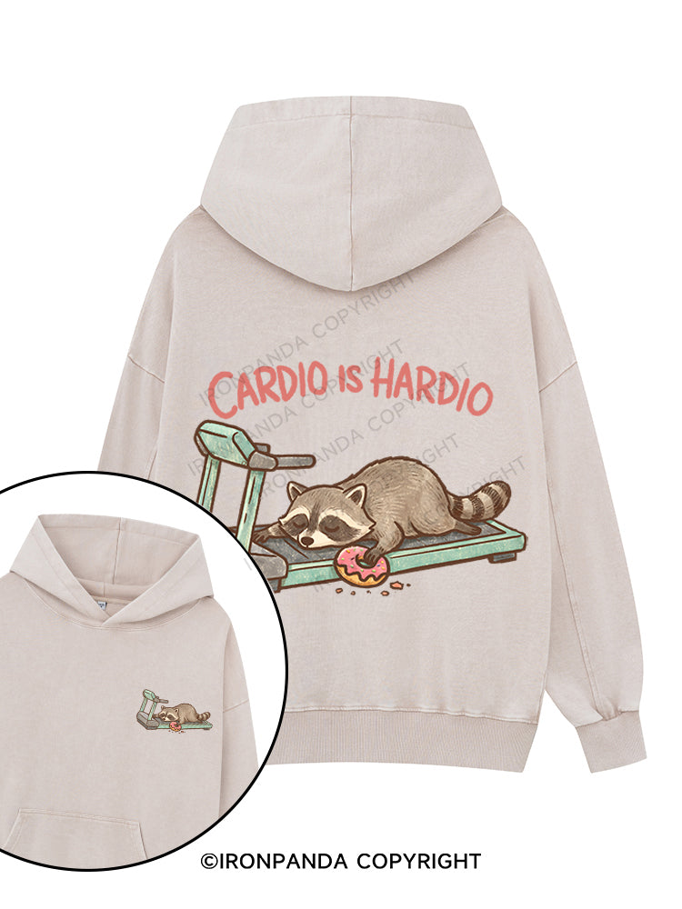 CARDIO IS HARDIO Printed Washed Gym Hoodie