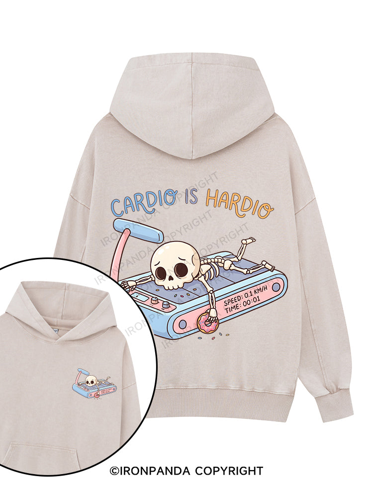 CARDIO IS HARDIO Printed Washed Gym Hoodie
