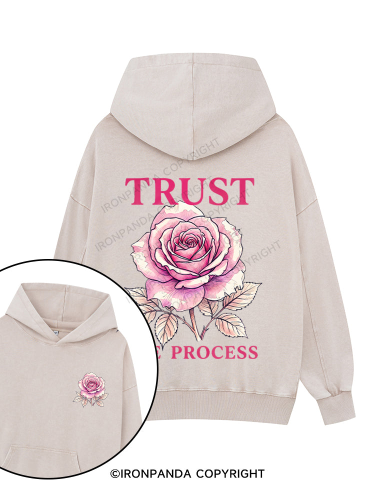 TRUST THE PROCESS Printed Washed Gym Hoodie
