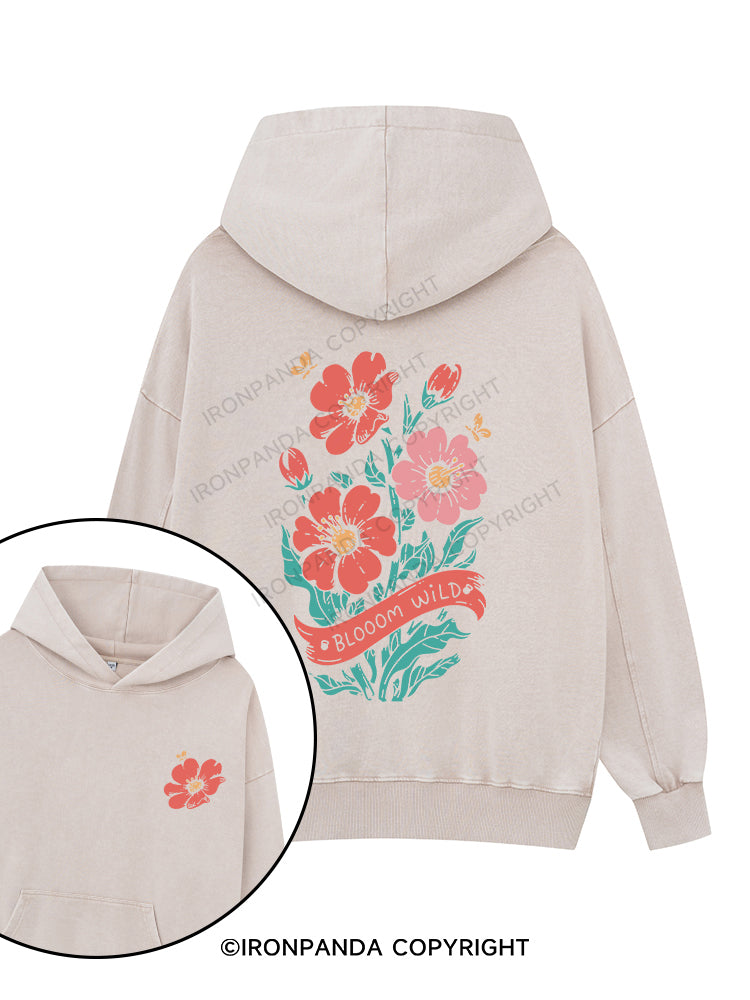 Bloom wild Printed Washed Gym Hoodie