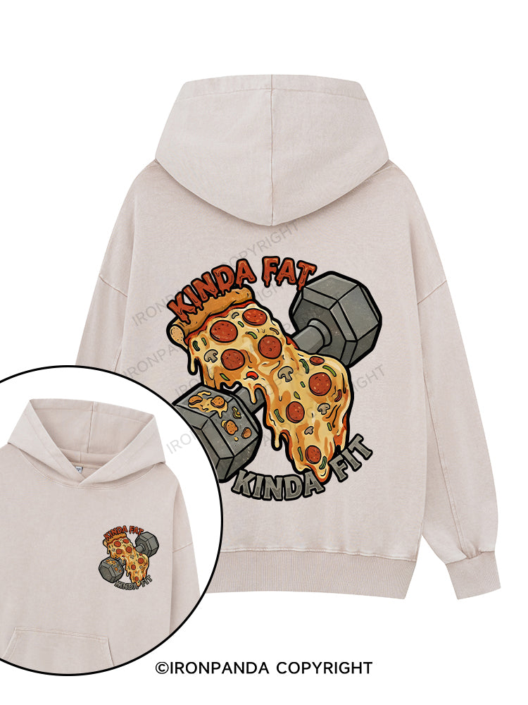 Kinda Fat Kinda Fit Printed Washed Gym Hoodie