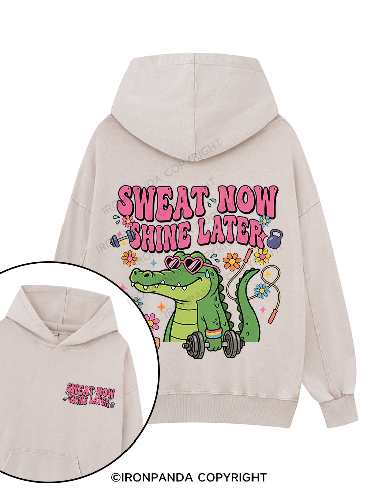 Sweat now, shine later Printed Washed Gym Hoodie
