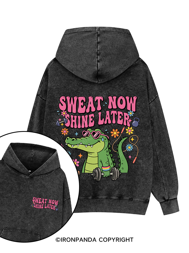 Sweat now, shine later Printed Washed Gym Hoodie