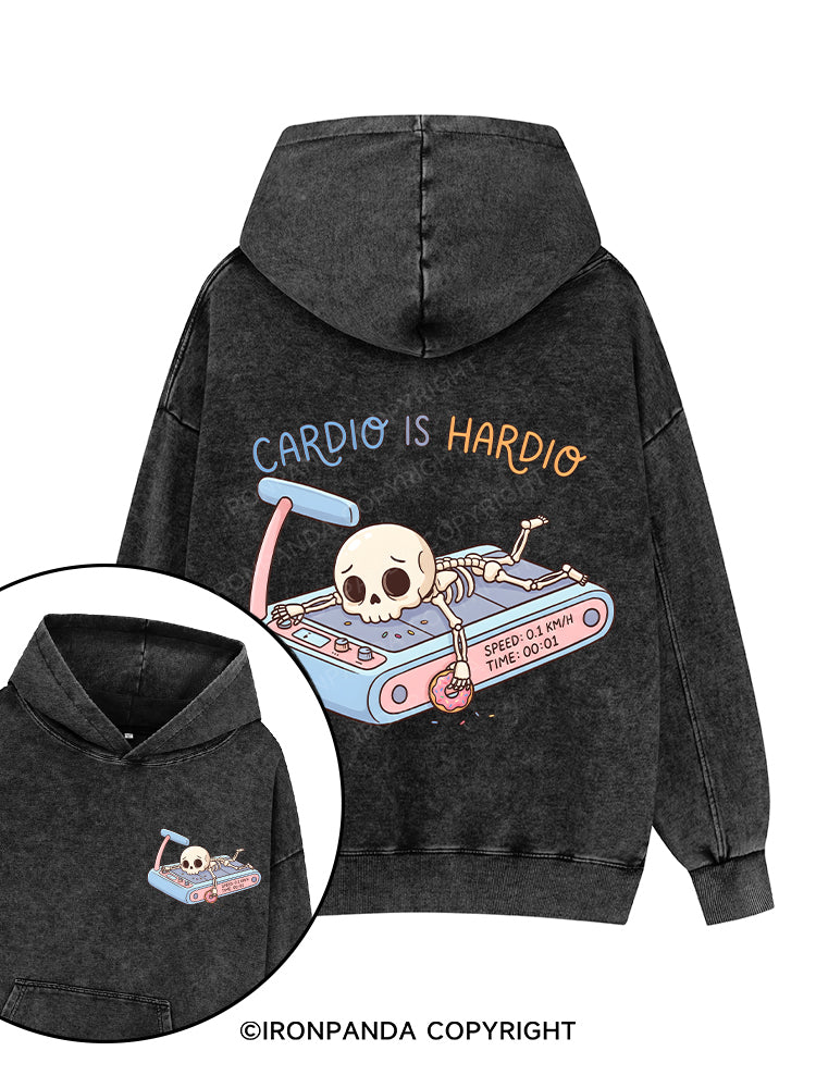 CARDIO IS HARDIO Printed Washed Gym Hoodie