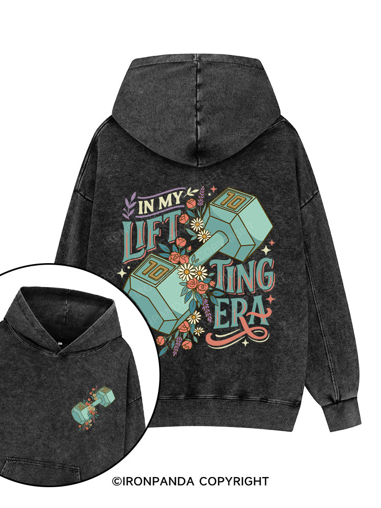 In My Lifting Era Printed Washed Gym Hoodie