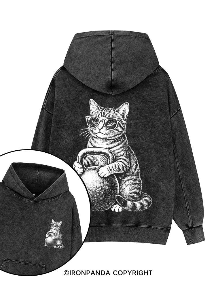 NERDY & STRONG Printed Washed Gym Hoodie