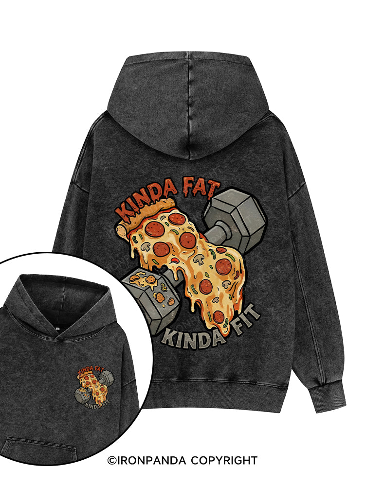 Kinda Fat Kinda Fit Printed Washed Gym Hoodie