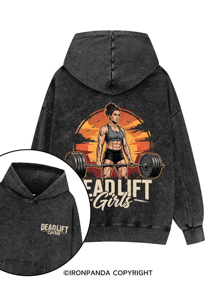 DEADLIFT GIRLS Printed Washed Gym Hoodie