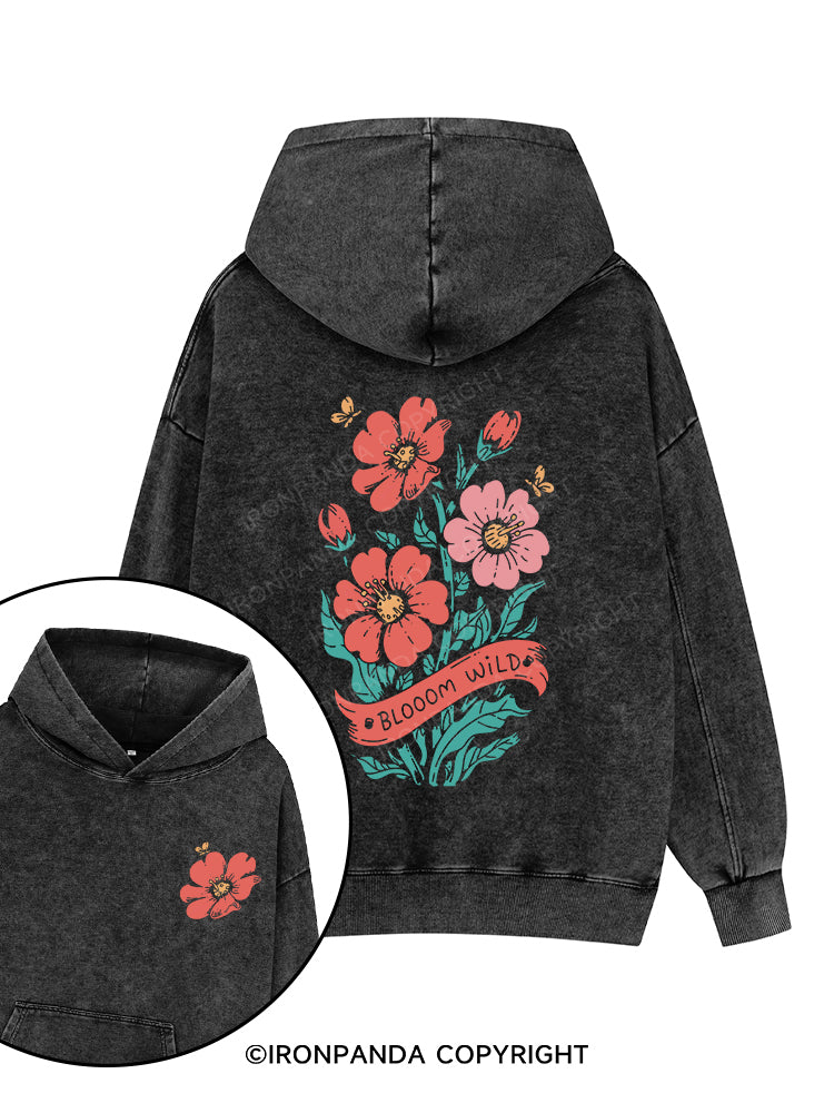 Bloom wild Printed Washed Gym Hoodie