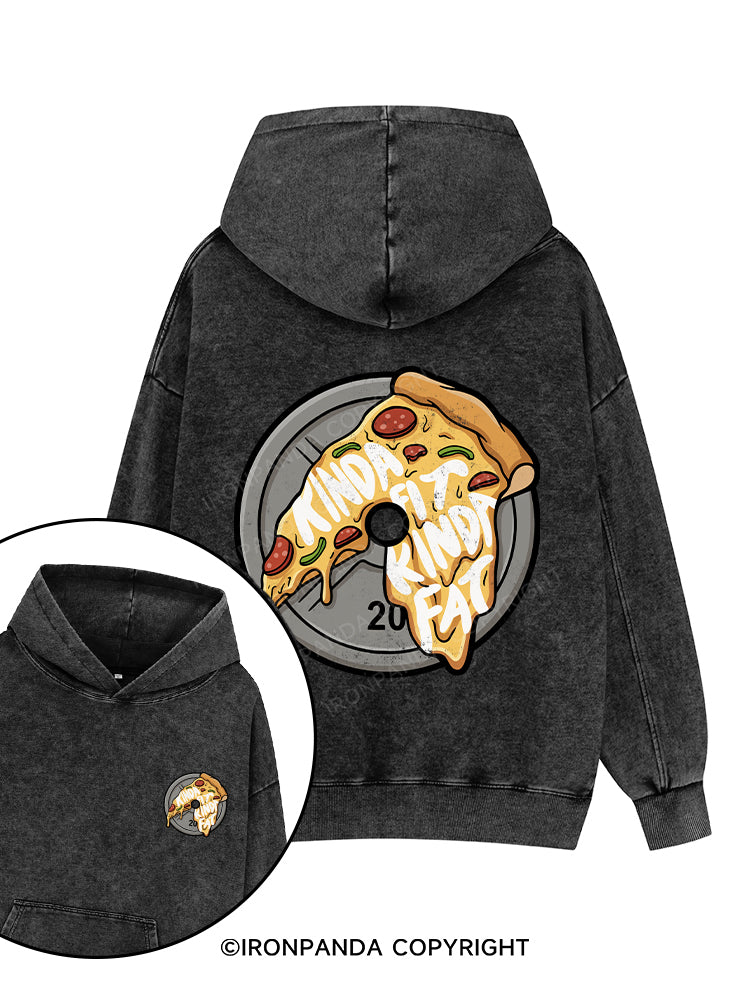 Kinda Fat Kinda Fit Printed Washed Gym Hoodie