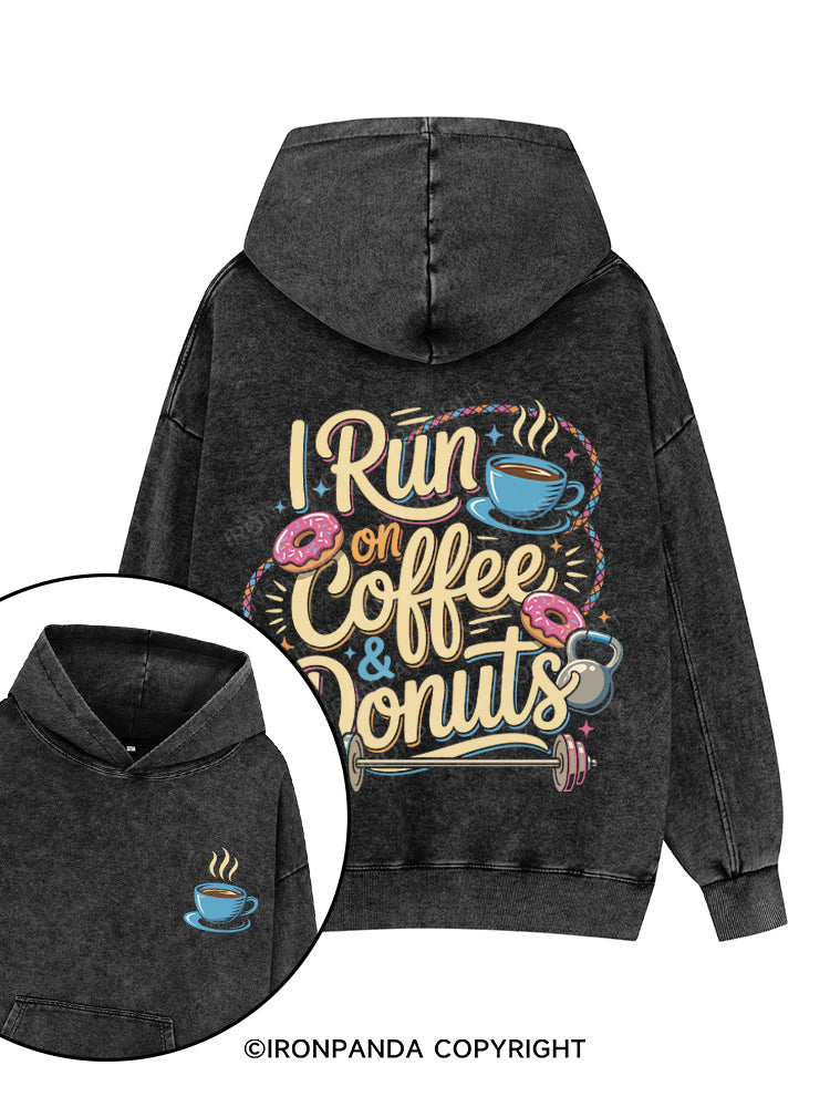 I Run on Coffee & Donuts Printed Washed Gym Hoodie