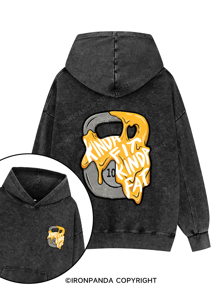 Kinda Fat Kinda Fit Printed Washed Gym Hoodie