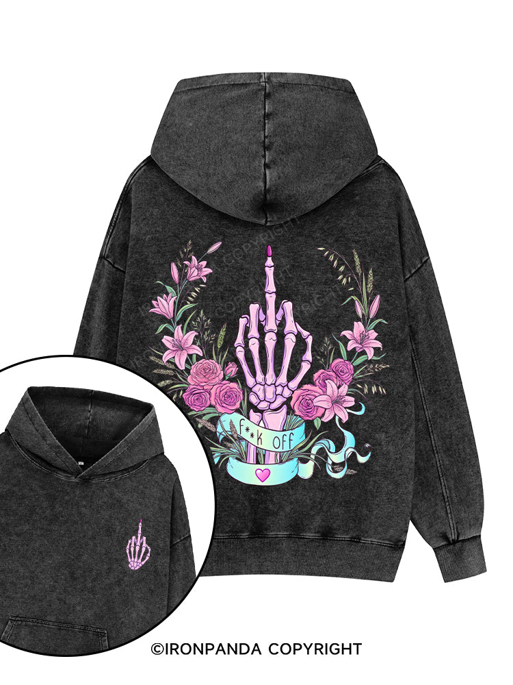 fuck off Printed Washed Gym Hoodie