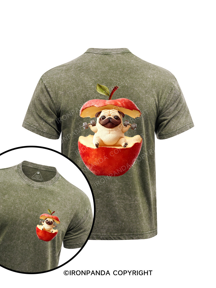 Lifting Weights While Eating an Apple printed Washed Gym Shirt