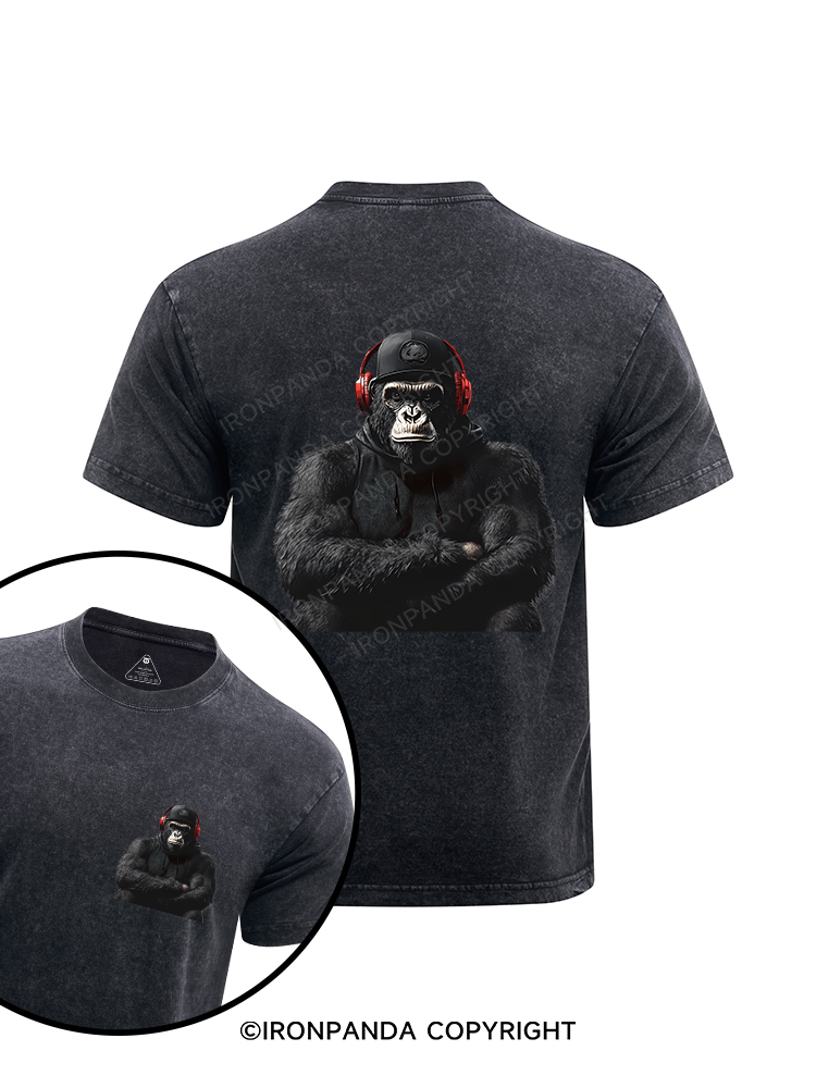 Orangutan with headphones printed Washed Gym Shirt