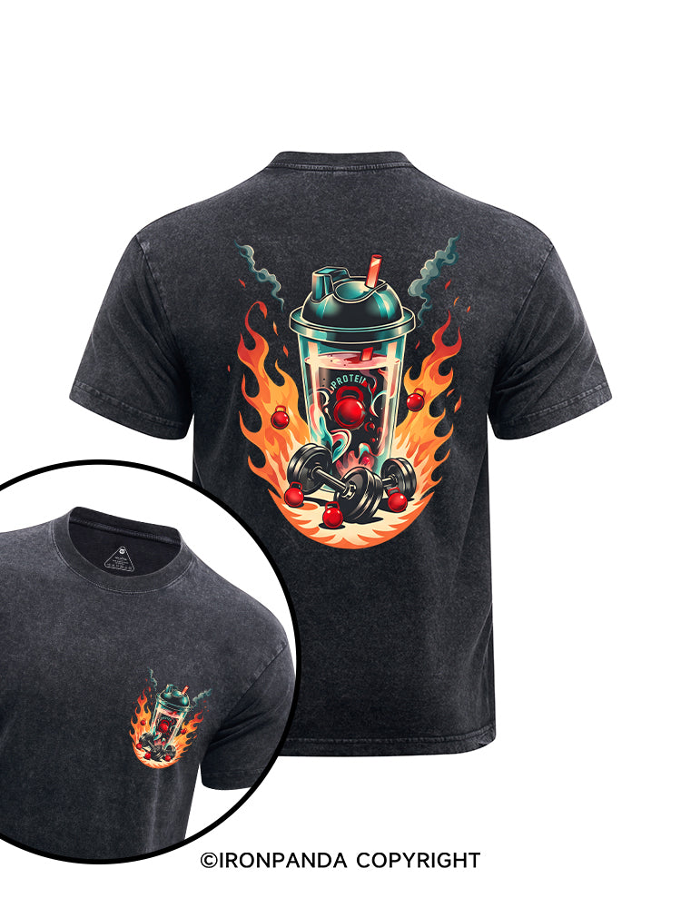 FUEL THE FORCE WITHIN printed Washed Gym Shirt