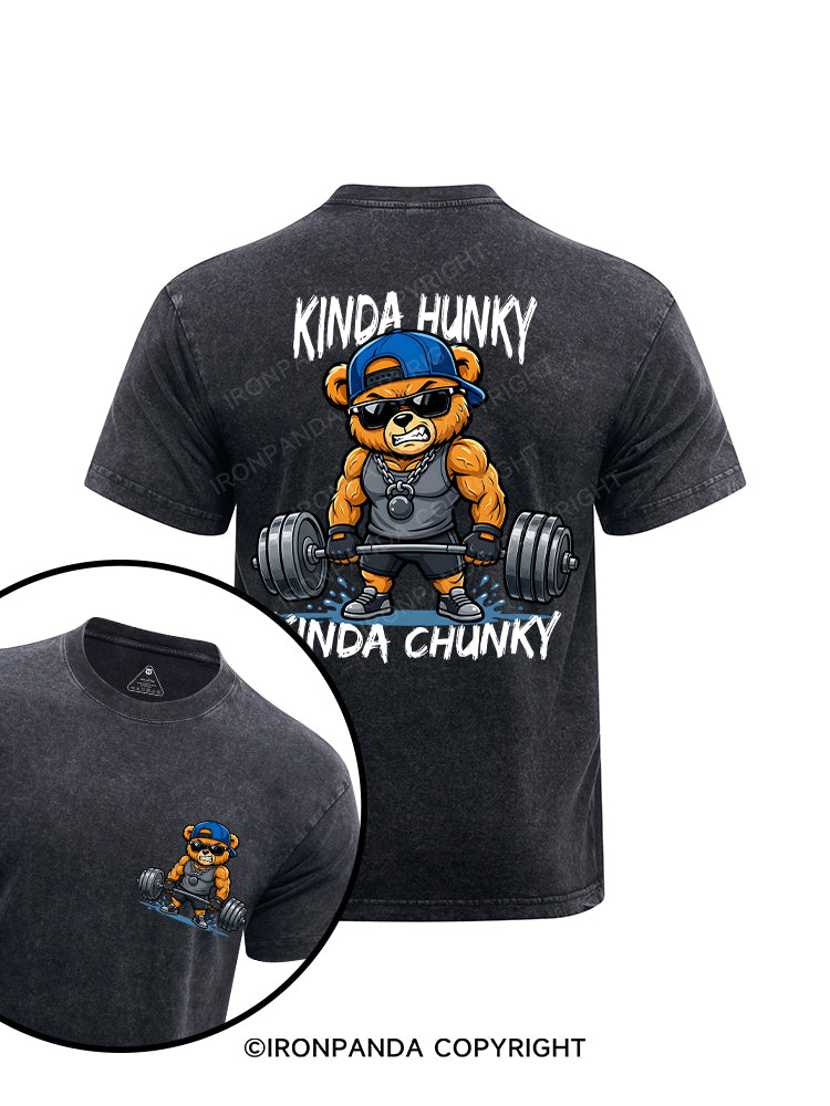 Kinda Hunky Kinda Chunky printed Washed Gym Shirt