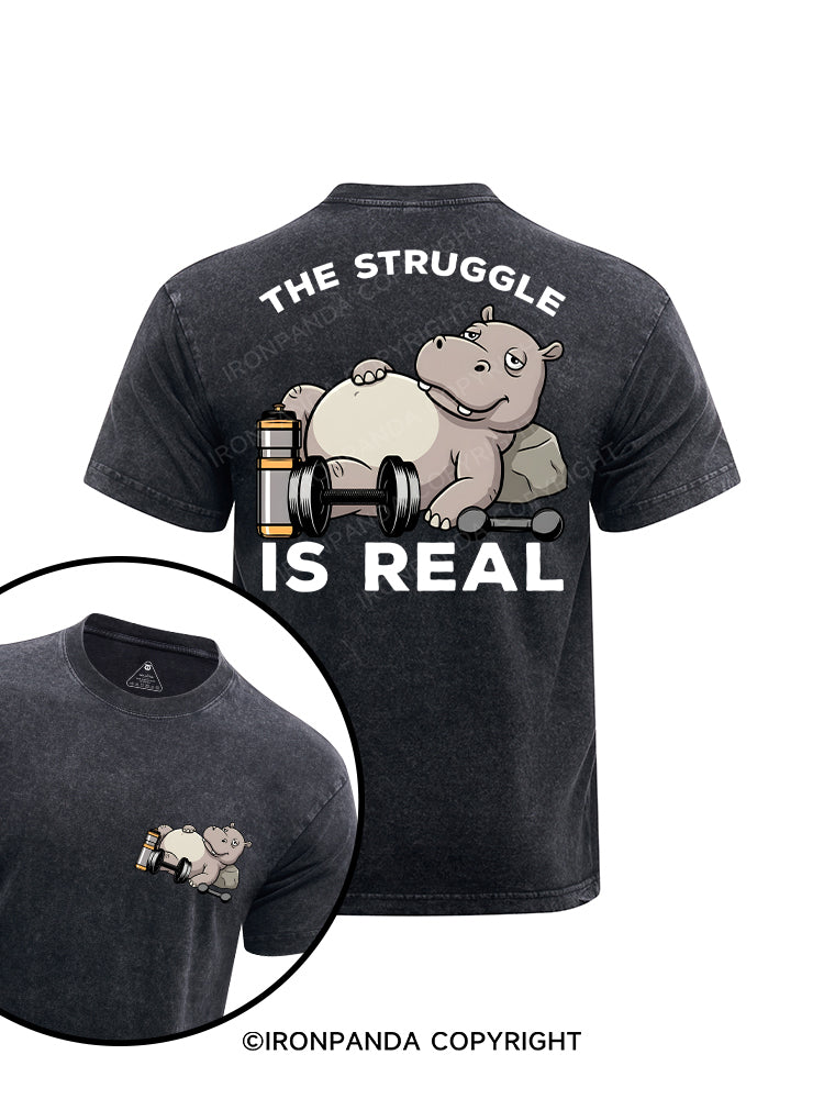 The Struggle is Real printed Washed Gym Shirt