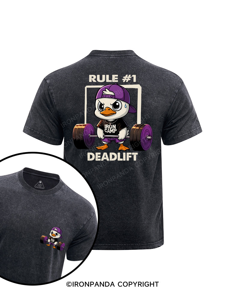 DUCK DEADLIFT printed Washed Gym Shirt