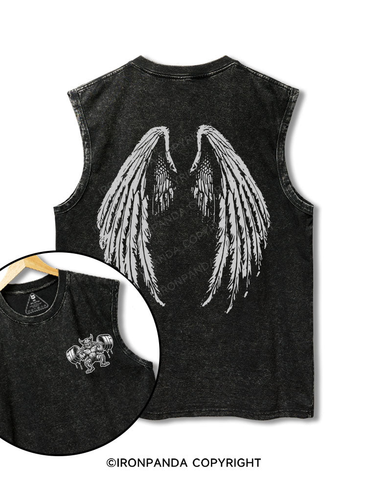 Demon Lifting printed Washed Gym tank