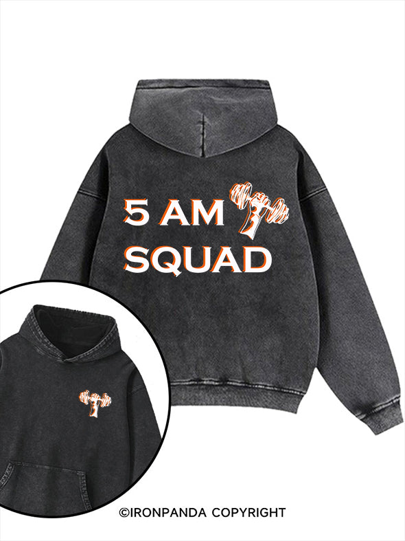 5 Am Squad Printed Washed Gym Hoodie