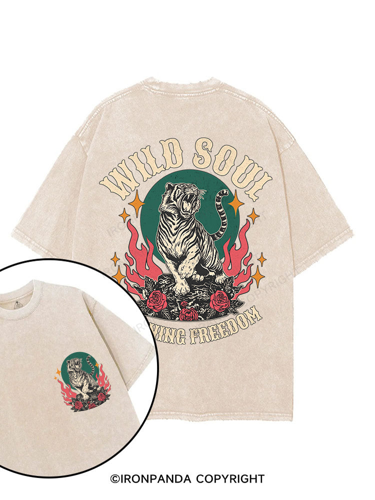 WILD SOUL BURNING FREEDOM printed Gym Shirt