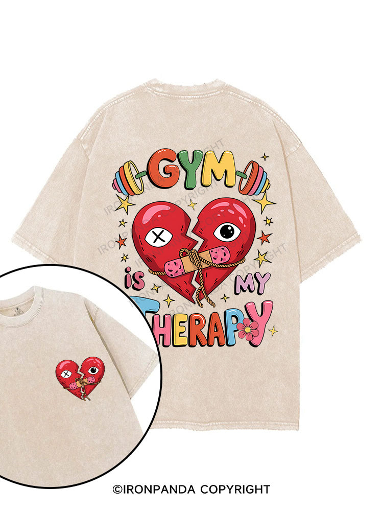 GYM IS MY THERAPY printed Gym Shirt