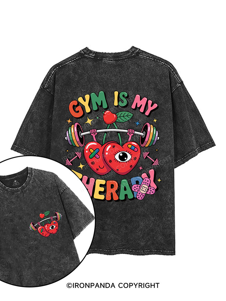 GYM IS MY THERAPY printed Gym Shirt