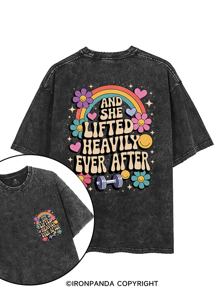 AND SHE LIFTED HEAVILY EVER AFTER printed Gym Shirt