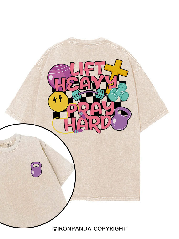 LIFT HEAVY PRAY HARD COLORFUL GYM printed Gym Shirt