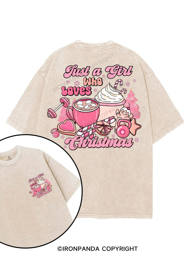 Just a Girl Who Loves Christmas printed Gym Shirt
