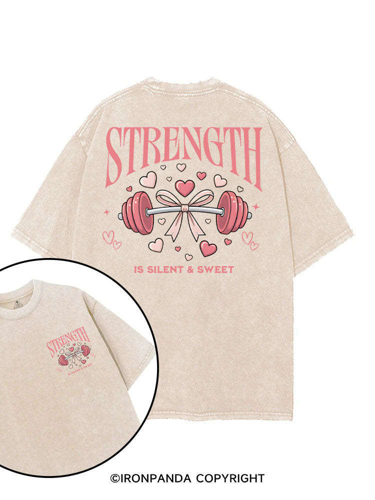 STRENGTH is silent & sweet printed Gym Shirt