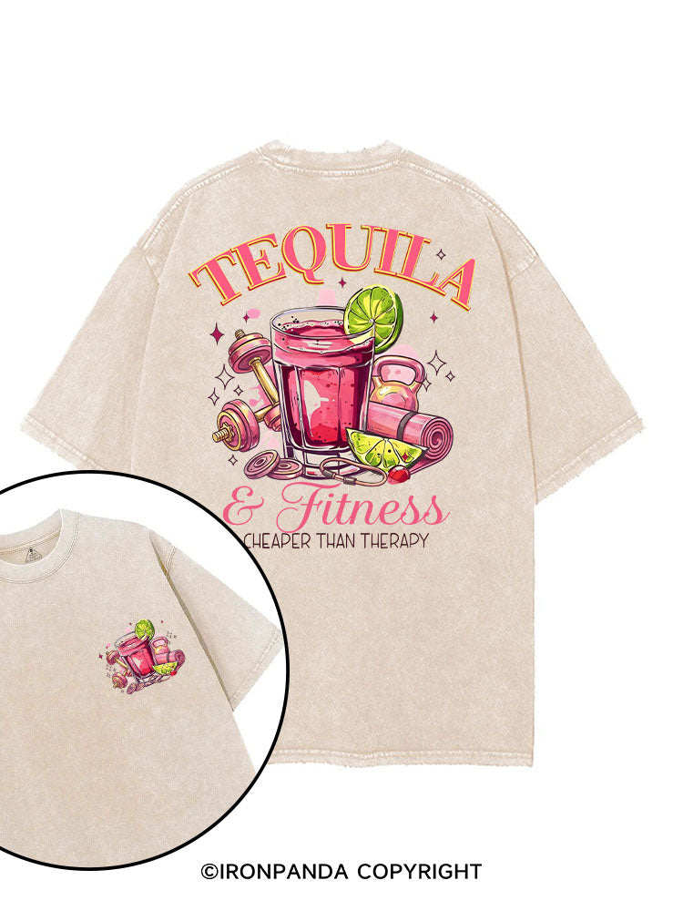 TEQUILA & FITNESS – CHEAPER THAN THERAPY printed Gym Shirt