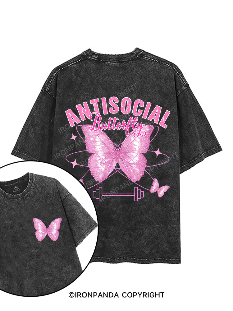 ANTI-SOCIAL BUTTERFLY printed Gym Shirt