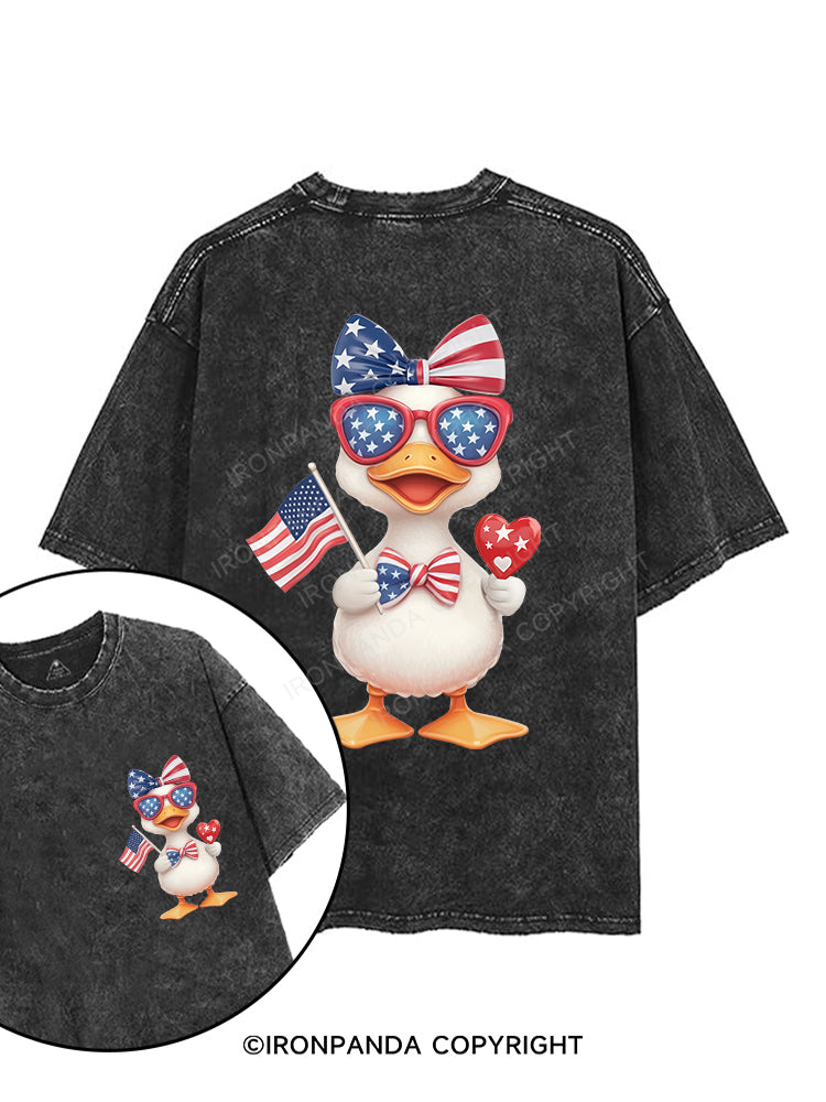RED, WHITE, AND QUACK! printed Gym Shirt