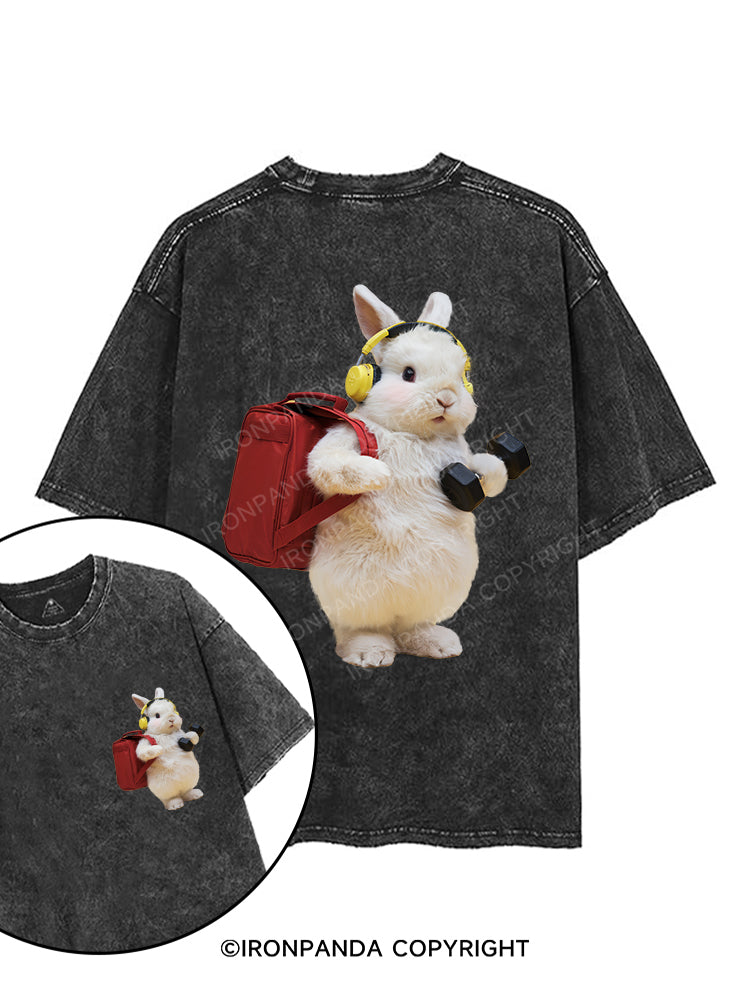RABBIT DUMBBELL printed Gym Shirt