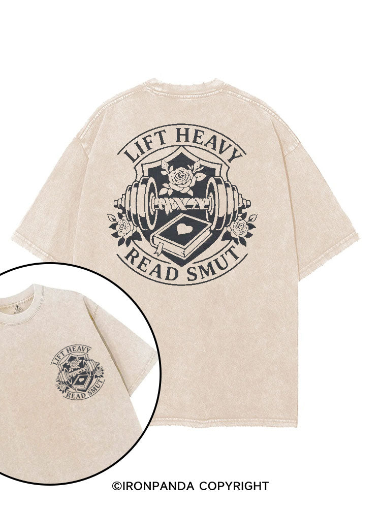 LIFT HEAVY READ SMUT FITNESS printed Gym Shirt